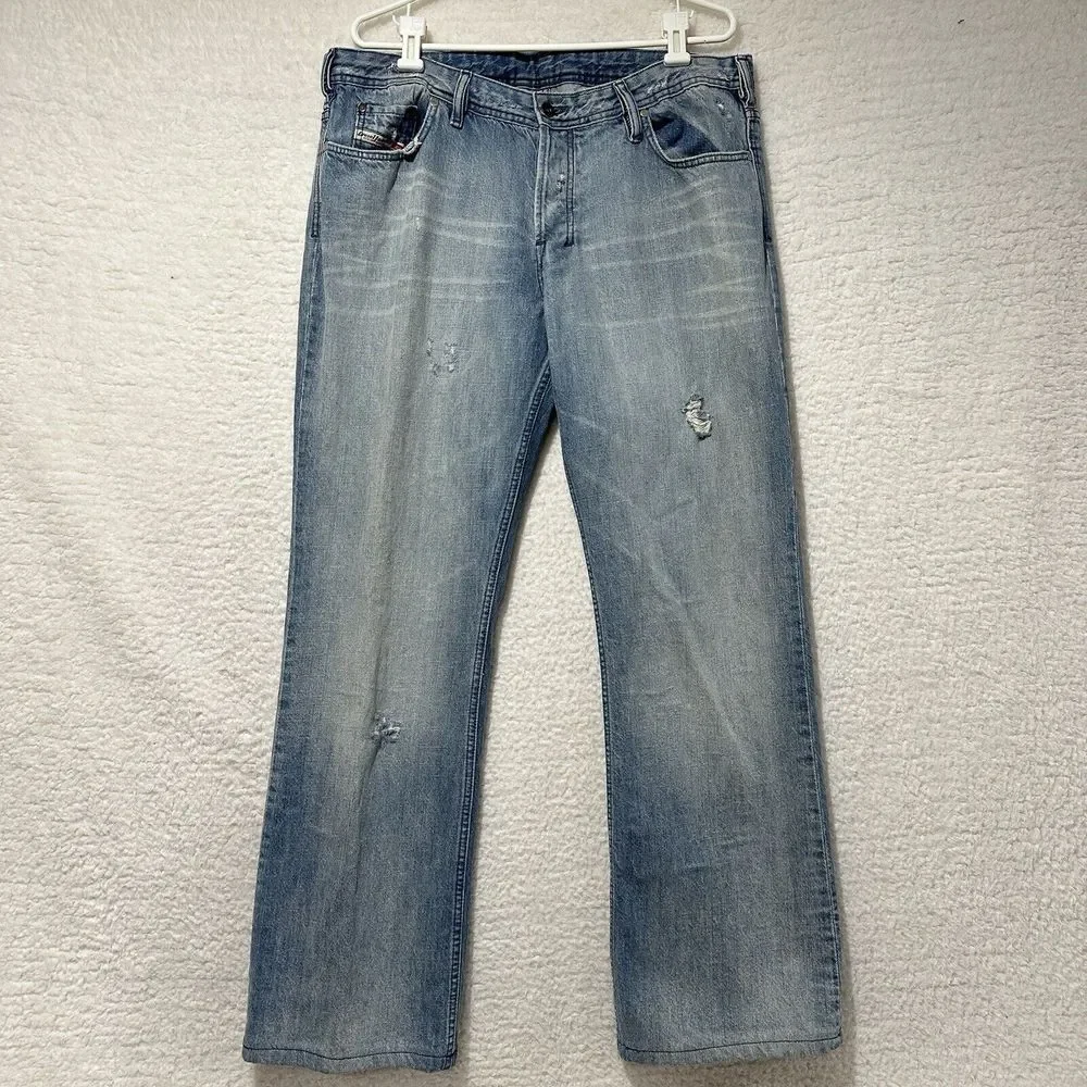 Diesel Industries Zathan VTG Men's Light Wash Button Fly Jeans Actual Size 38X31